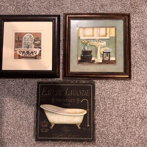 Vintage Bathroom Wall Art Set